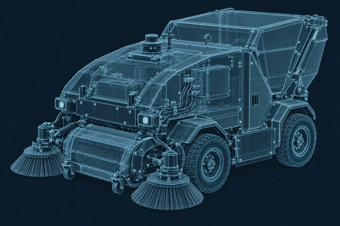 Outdoor sweeping & cleaning detailed wireframe